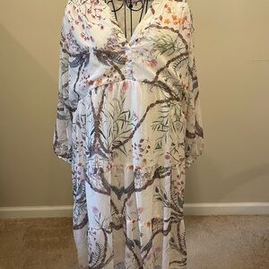 Fair Hope Floral Cottagecore Boho Ruffle Dress Size XL